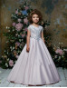 Beaded Lace Satin Illusion Back Flower Girl Dress